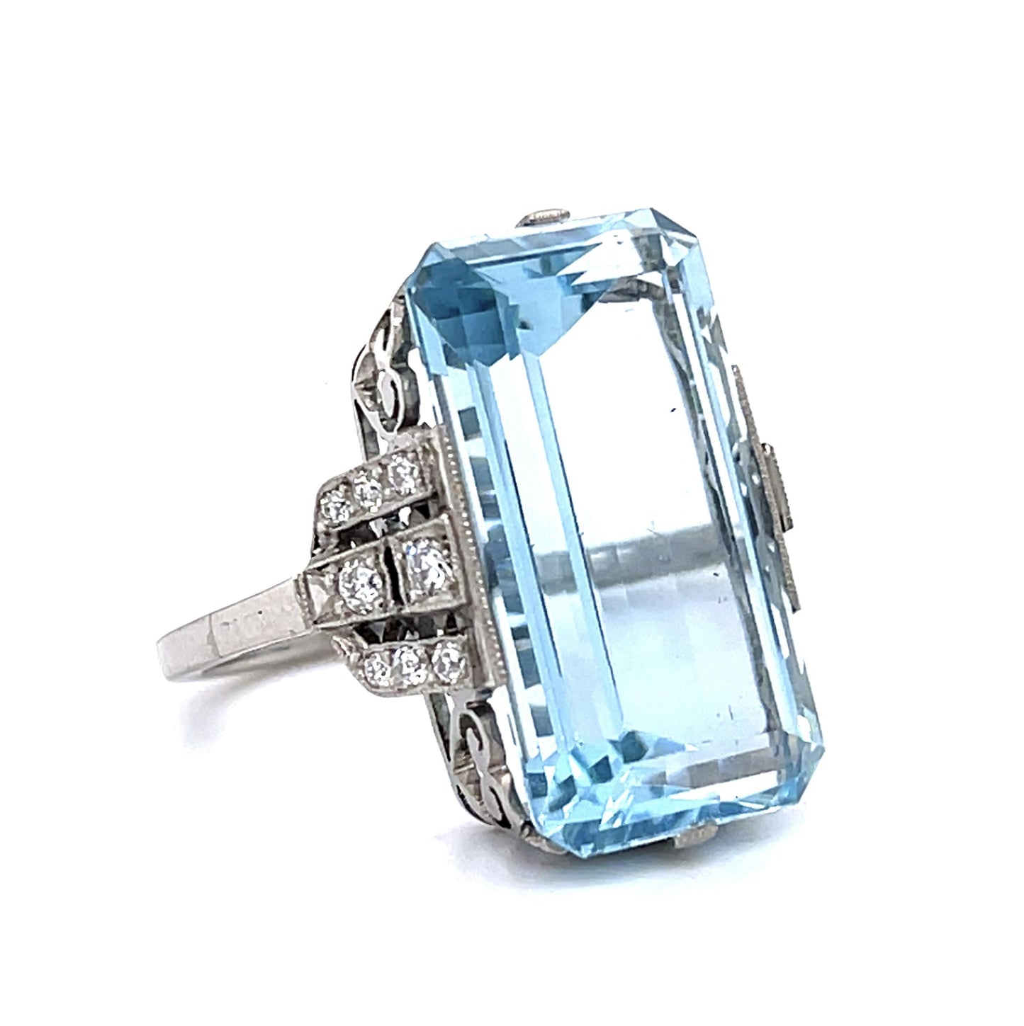 17.64ct Aquamarine .24ct Diamond Platinum Handmade Ring