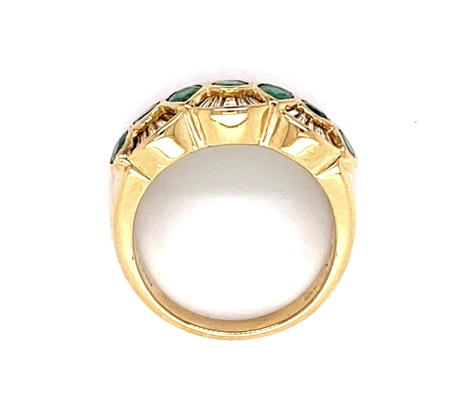 1.35ct Emerald .67ct Baguette Diamond 18KY Ring