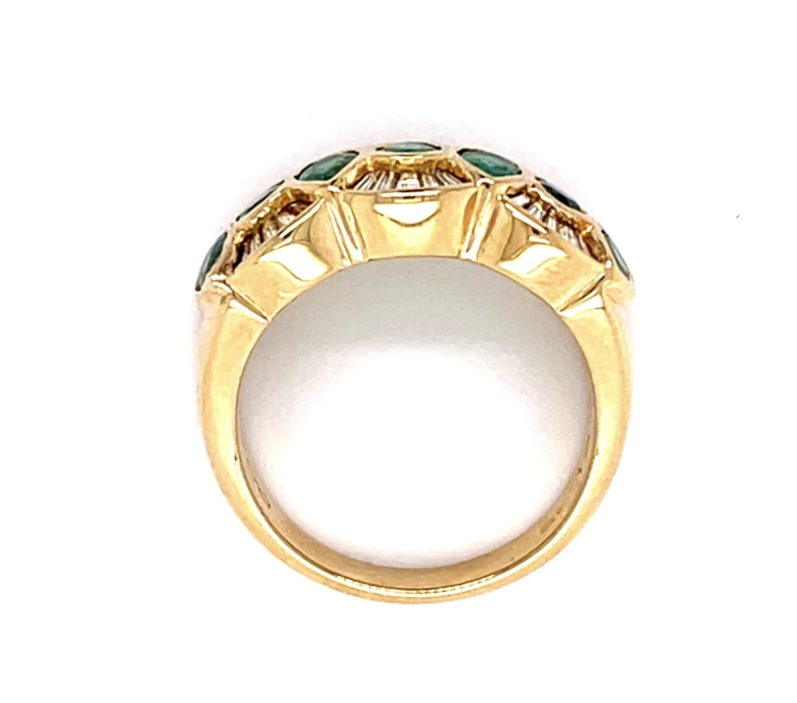 1.35ct Emerald .67ct Baguette Diamond 18KY Ring