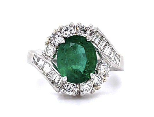 2.63ct Emerald 1.60ct Diamond Platinum Ring