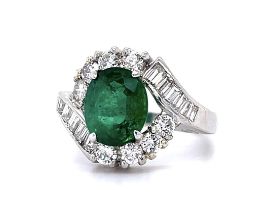 2.63ct Emerald 1.60ct Diamond Platinum Ring