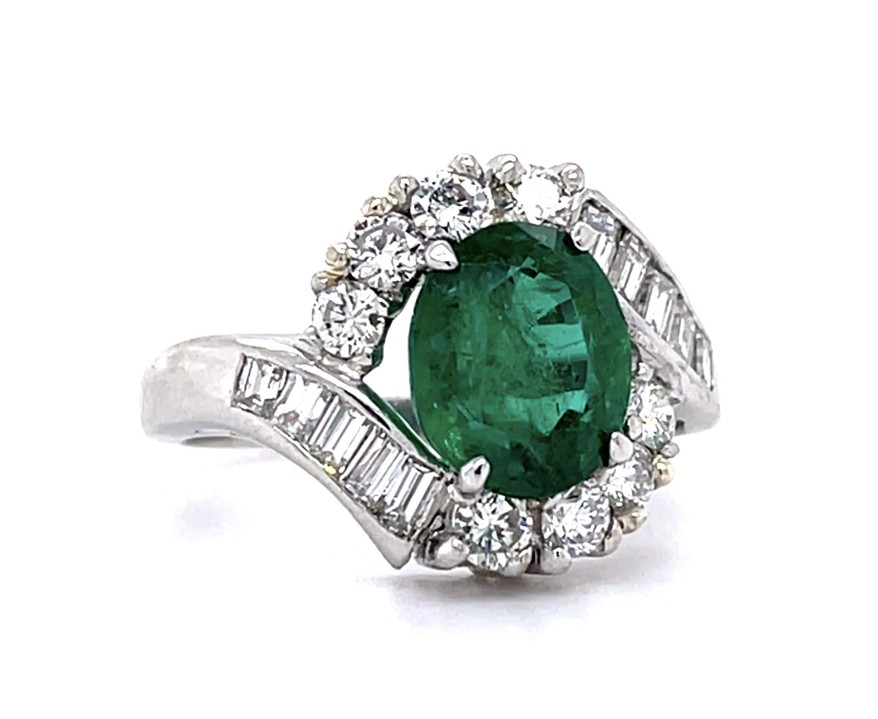 2.63ct Emerald 1.60ct Diamond Platinum Ring