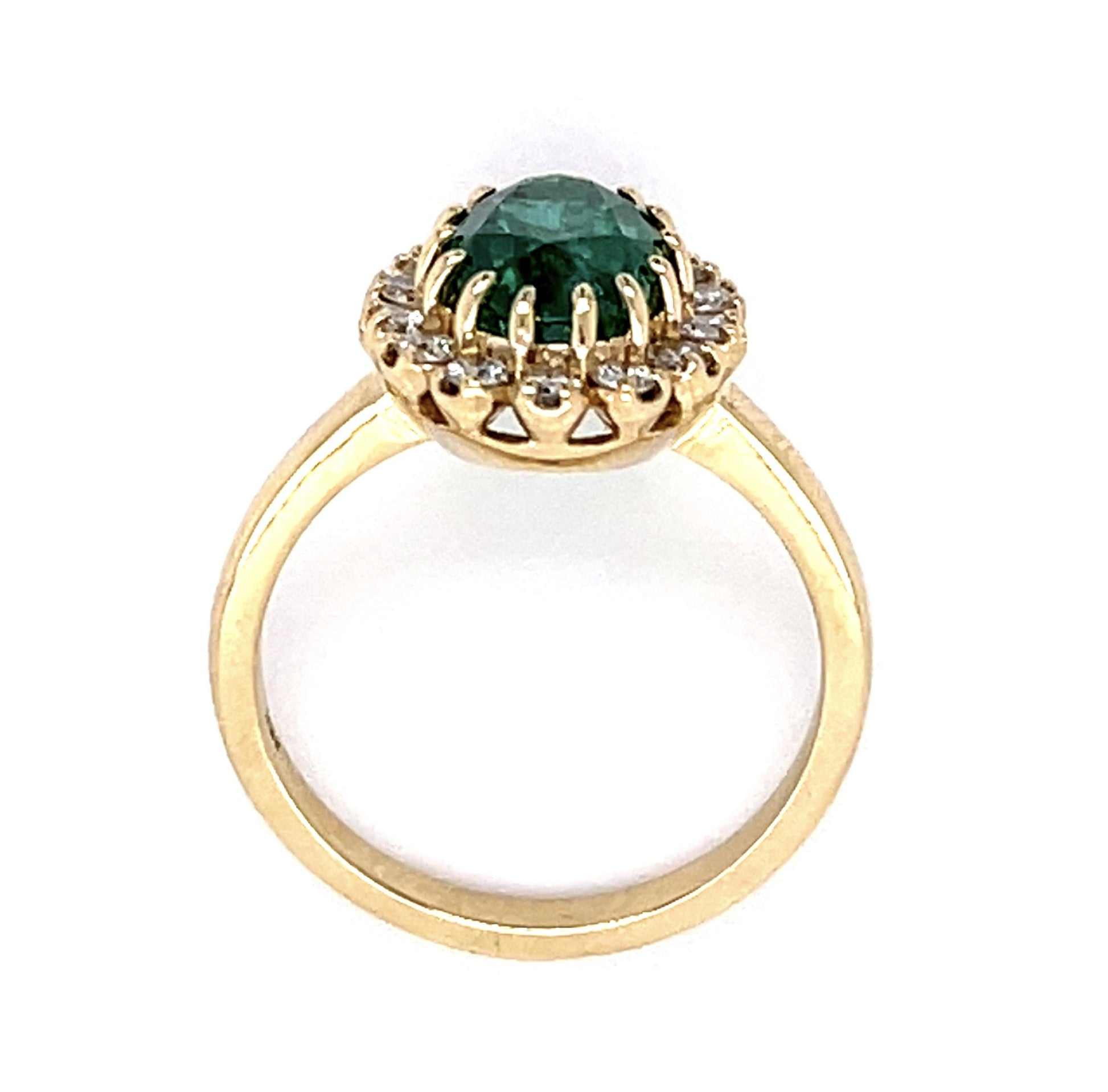 1.90ct Emerald .70ct Diamond 14KY Ring