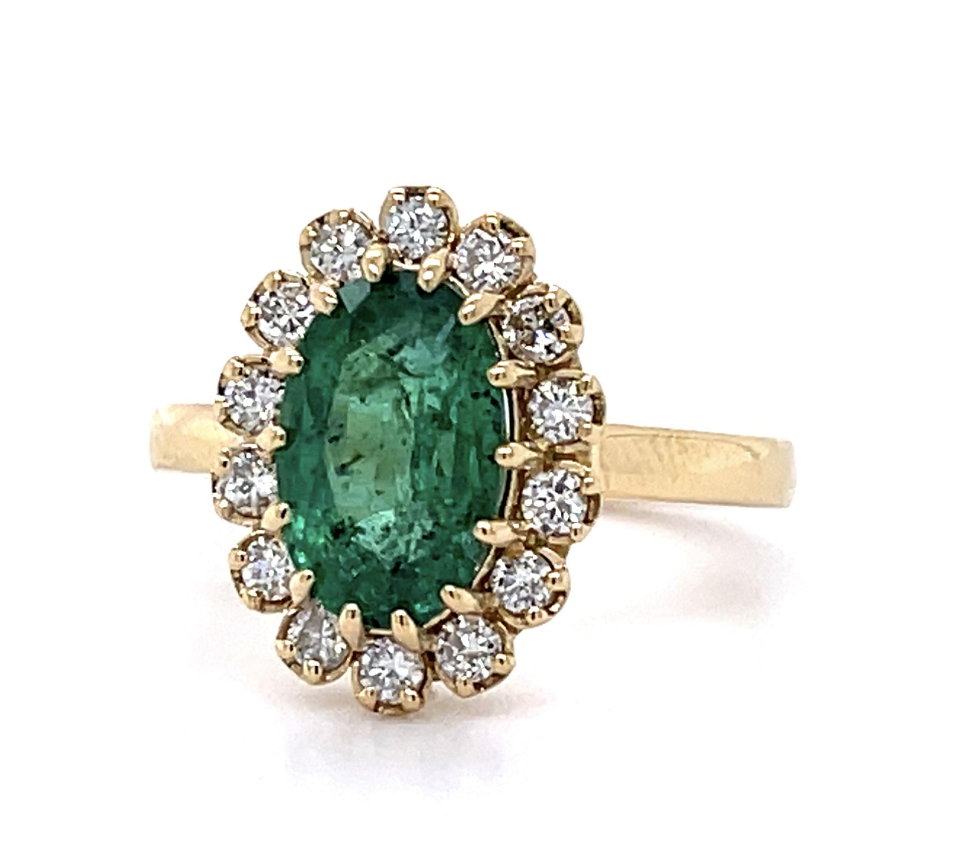 1.90ct Emerald .70ct Diamond 14KY Ring