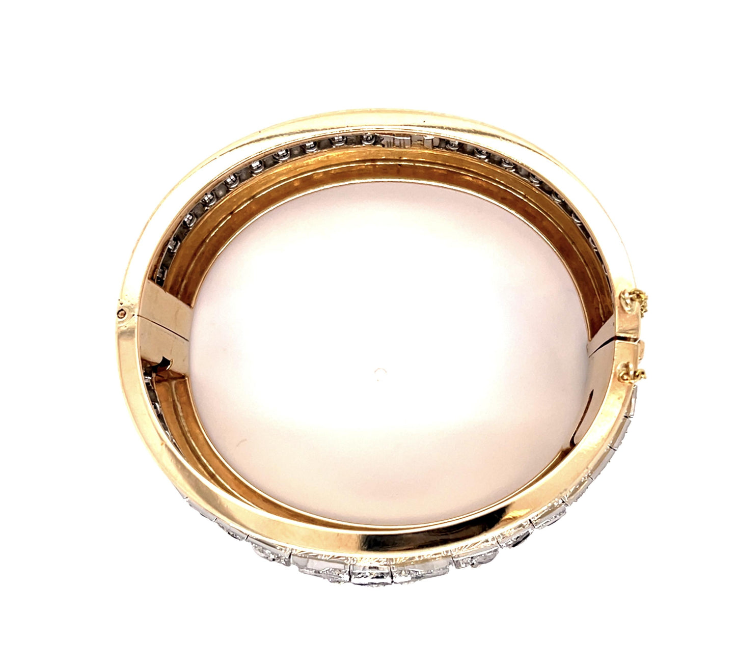 Art Deco 4.25ct Diamond Custom Made PT+14KY Bangle Bracelet Vintage 1920s+1940s