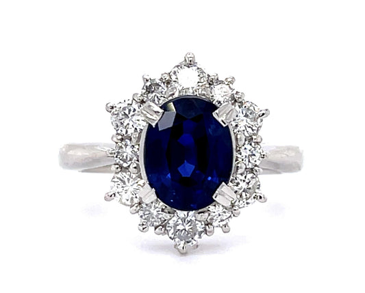 2.15ct Sapphire 1ct Diamond Platinum Ring