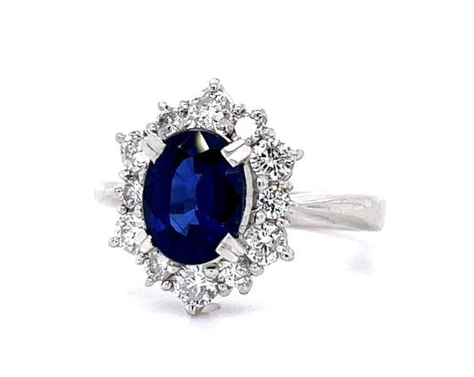 2.15ct Sapphire 1ct Diamond Platinum Ring