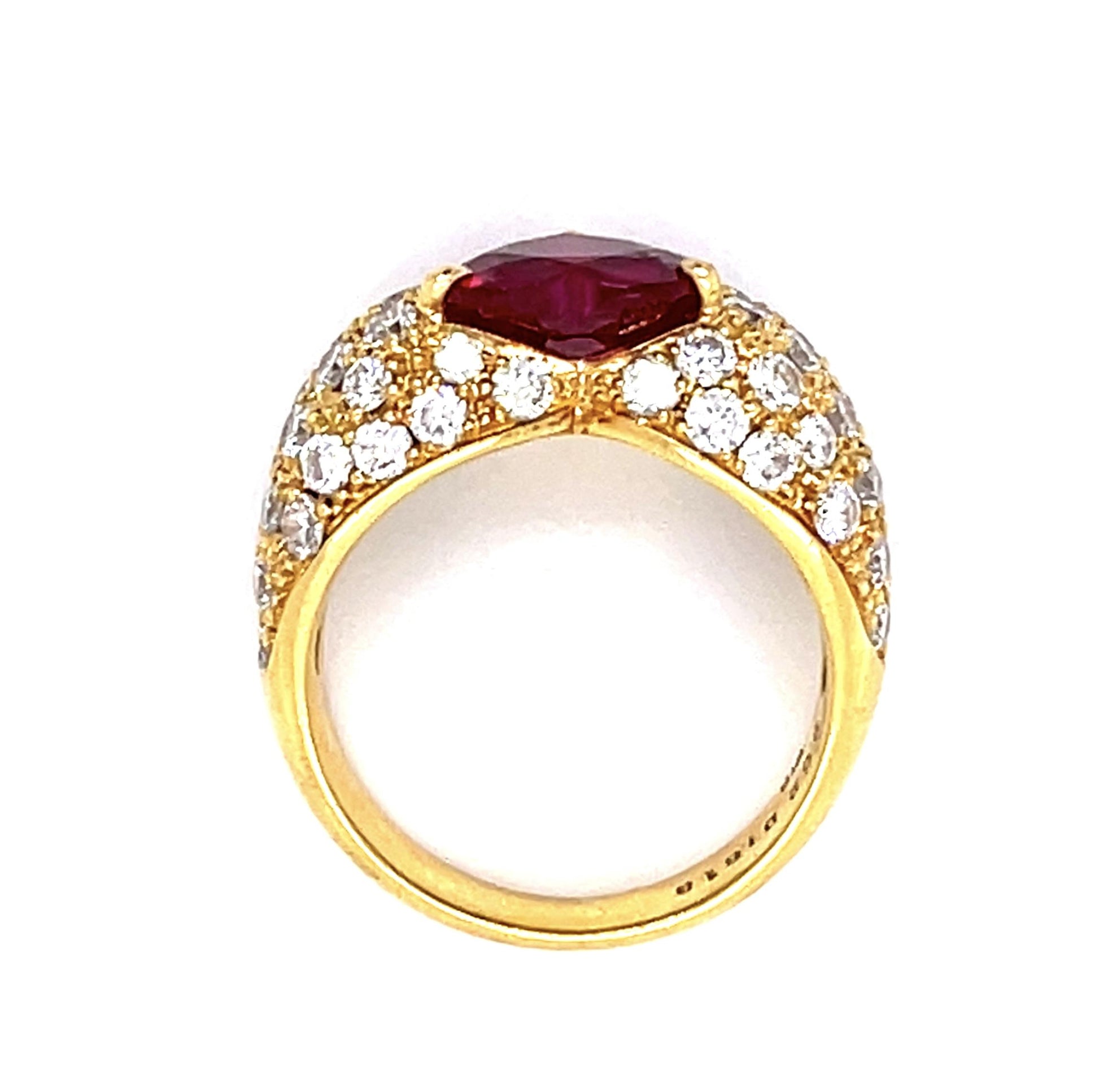 2.02ct Burma Minor Heat Ruby 1.61ct Diamond 18KY Ring