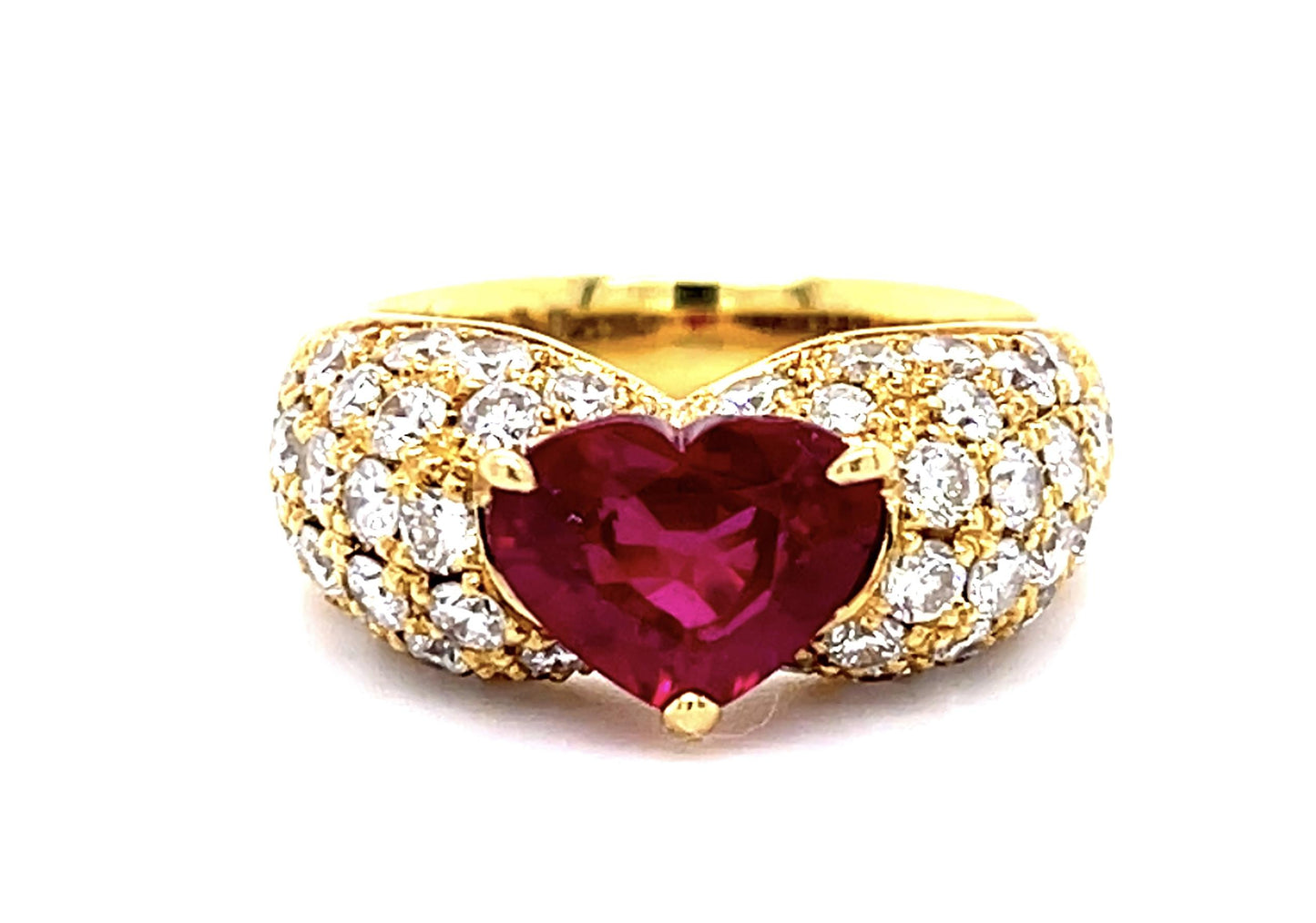 2.02ct Burma Minor Heat Ruby 1.61ct Diamond 18KY Ring