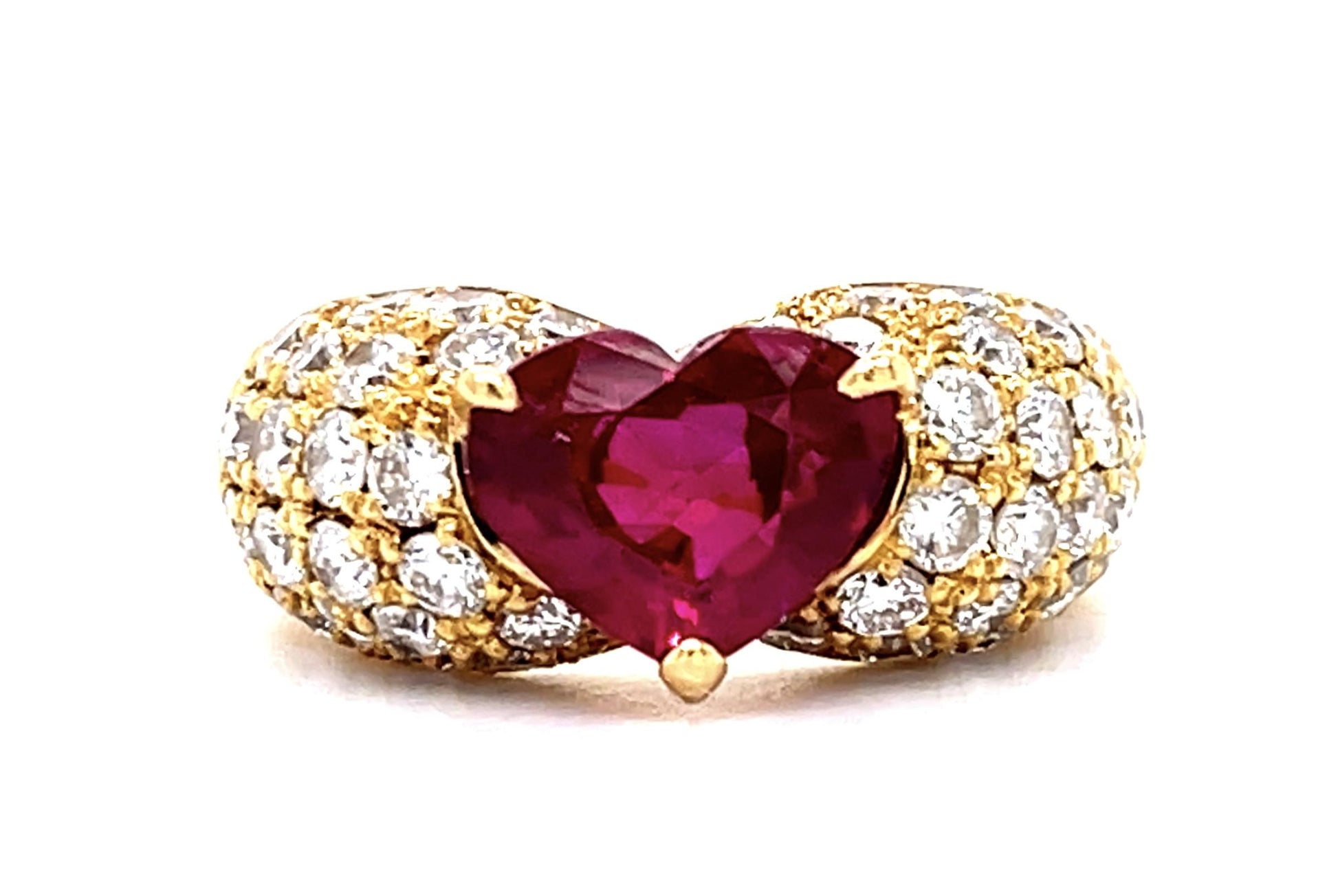 2.02ct Burma Minor Heat Ruby 1.61ct Diamond 18KY Ring