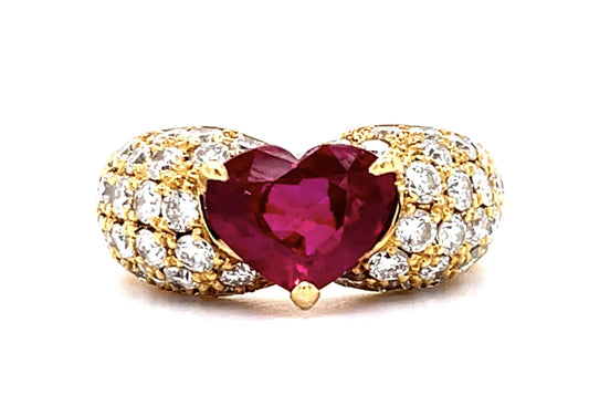 2.02ct Burma Minor Heat Ruby 1.61ct Diamond 18KY Ring