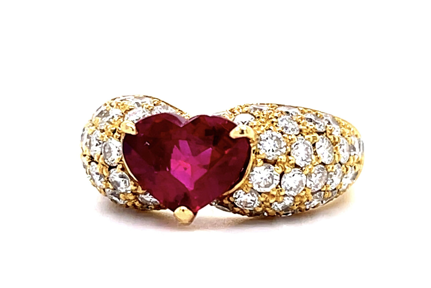 2.02ct Burma Minor Heat Ruby 1.61ct Diamond 18KY Ring