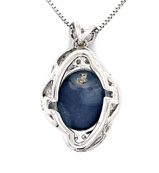 2.93ct Black Australian Opal .13ct Diamond Platinum Pendant 18" Adjustable