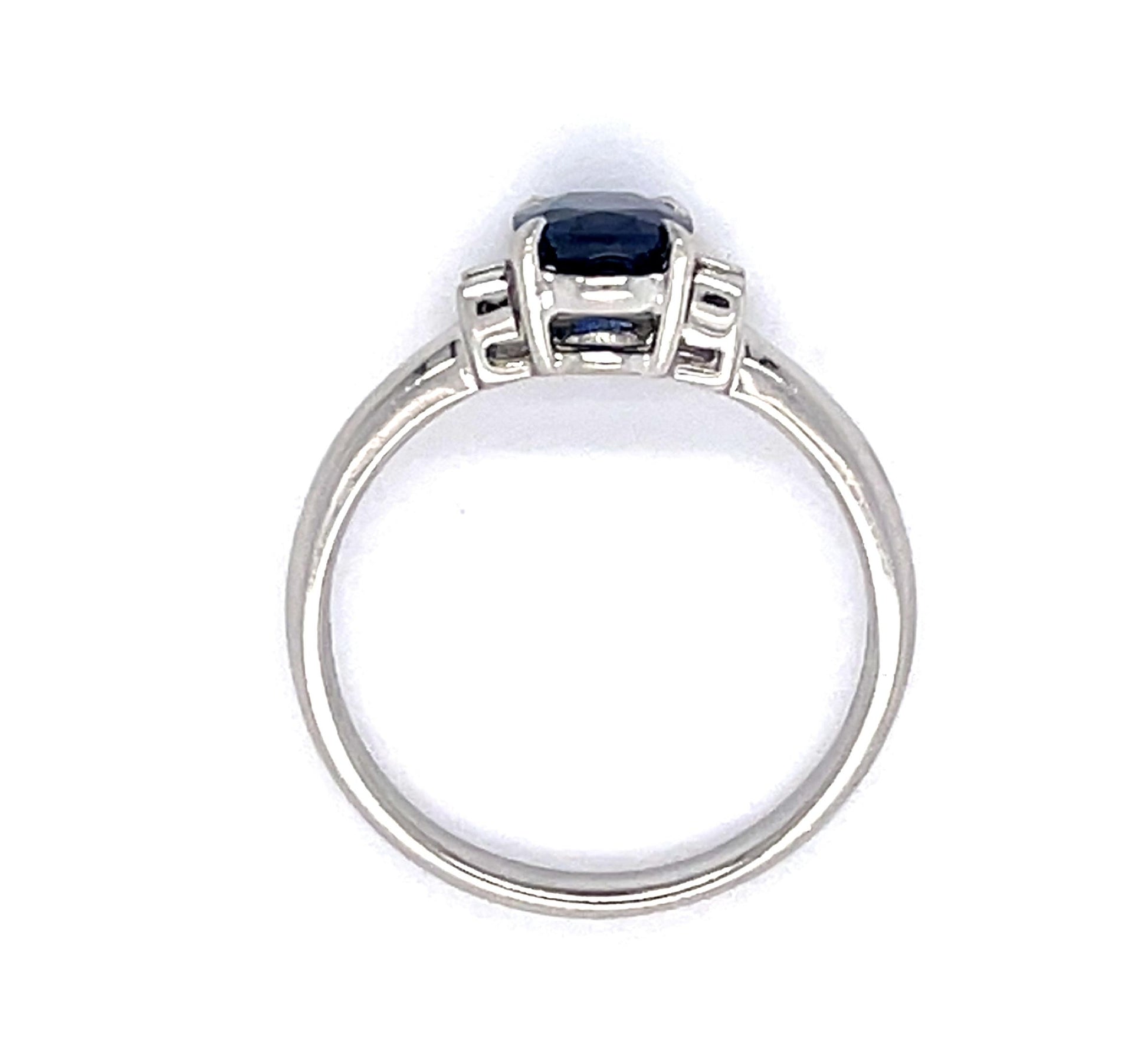 1.25ct Sapphire .11ct Diamond Platinum Ring