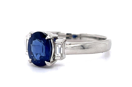 1.25ct Sapphire .11ct Diamond Platinum Ring