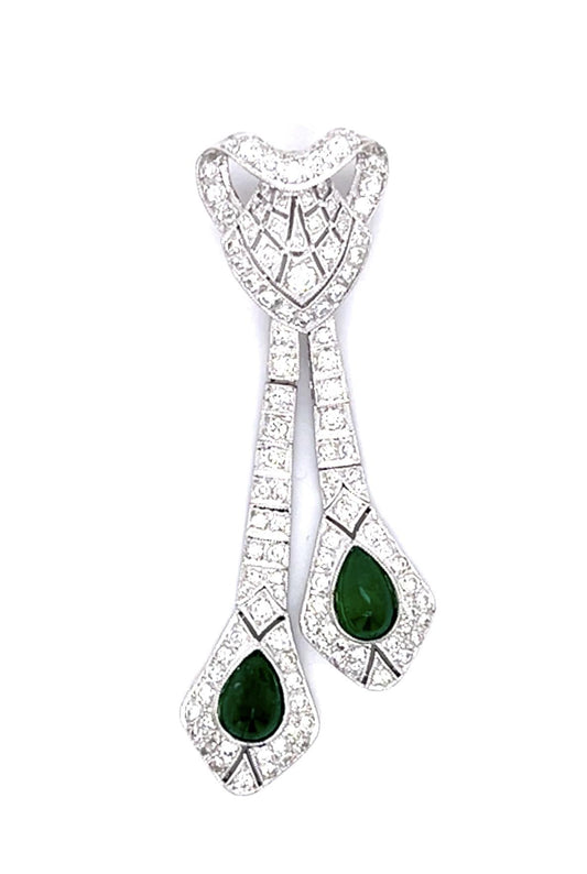 1.42ct Emerald 1.29ct Diamond Platinum Pendant