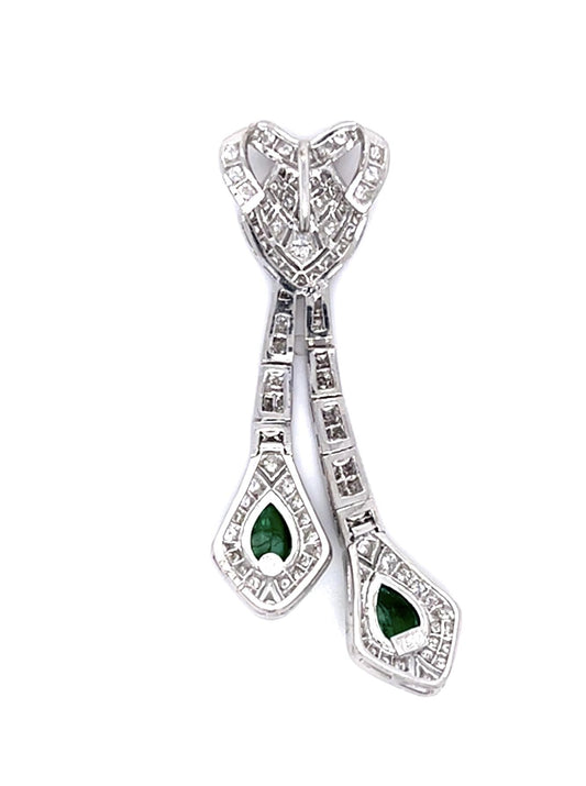 1.42ct Emerald 1.29ct Diamond Platinum Pendant