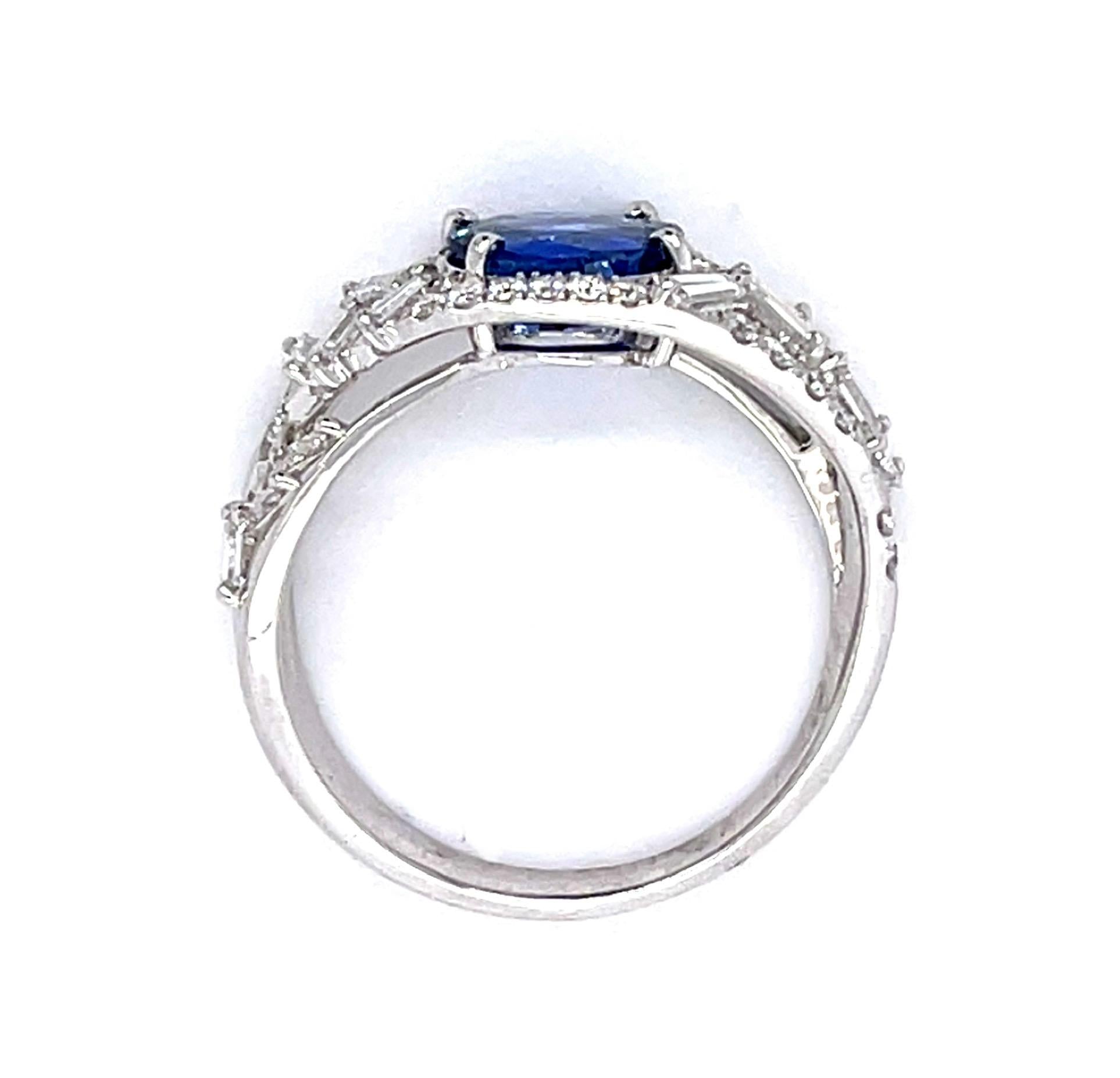 2.16ct No Heat Ceylon Sapphire .88ct Diamond Platinum Ring