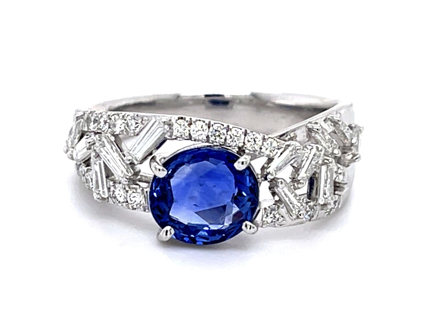 2.16ct No Heat Ceylon Sapphire .88ct Diamond Platinum Ring