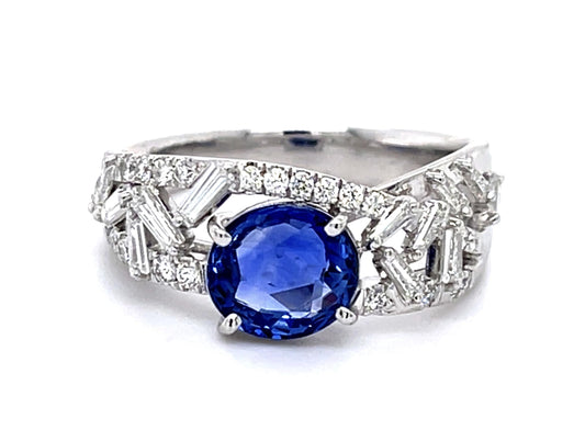 2.16ct No Heat Ceylon Sapphire .88ct Diamond Platinum Ring