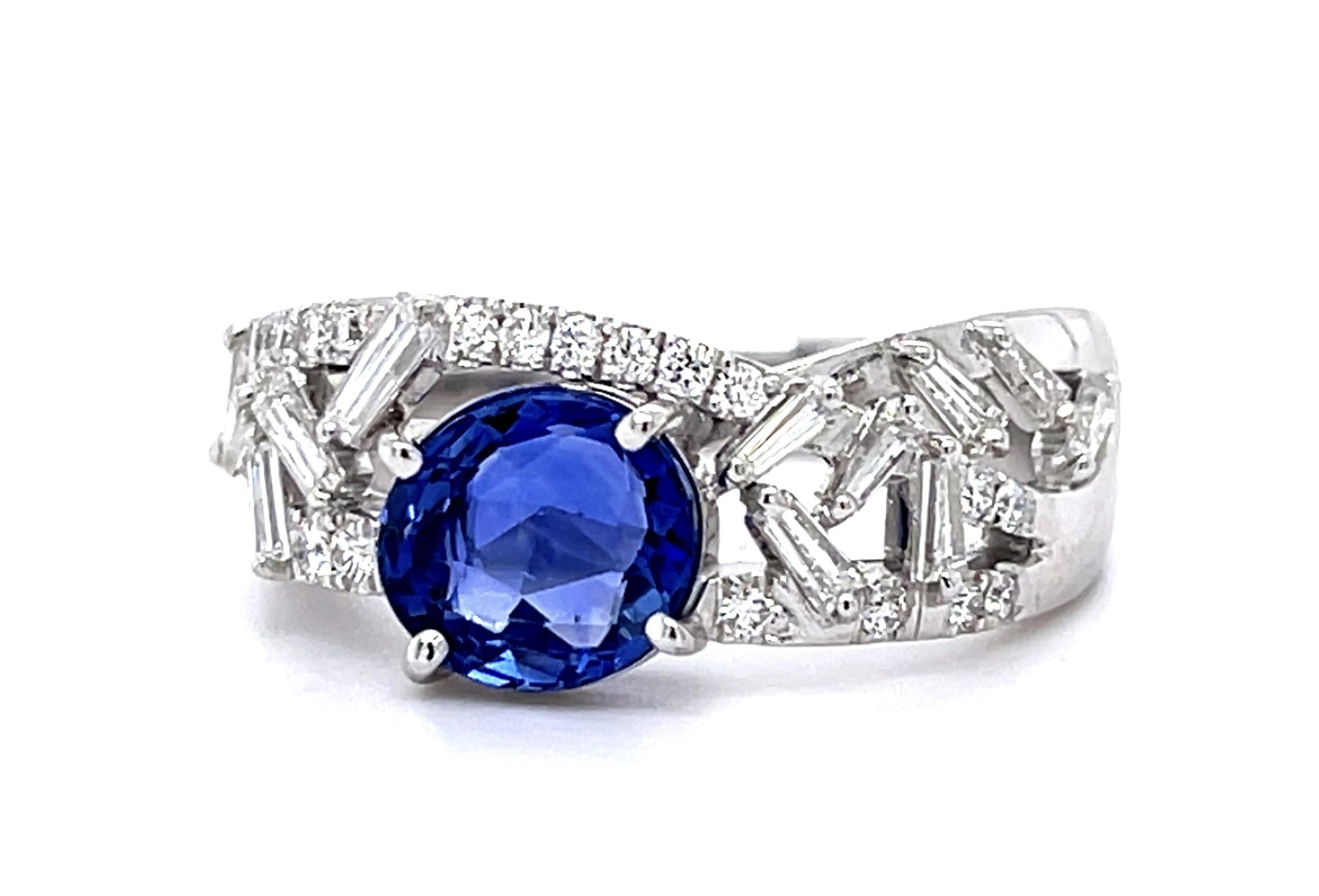 2.16ct No Heat Ceylon Sapphire .88ct Diamond Platinum Ring