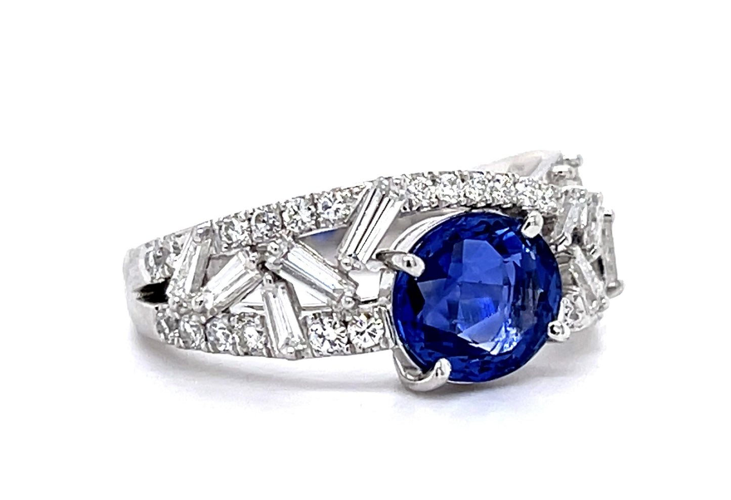 2.16ct No Heat Ceylon Sapphire .88ct Diamond Platinum Ring
