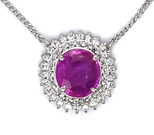 2.36ct Pink Sapphire .50ct Diamond Platinum Pendant
