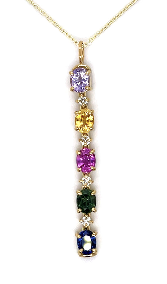 2.68ct Color Sapphire .13ct Diamond 18KY Pendant