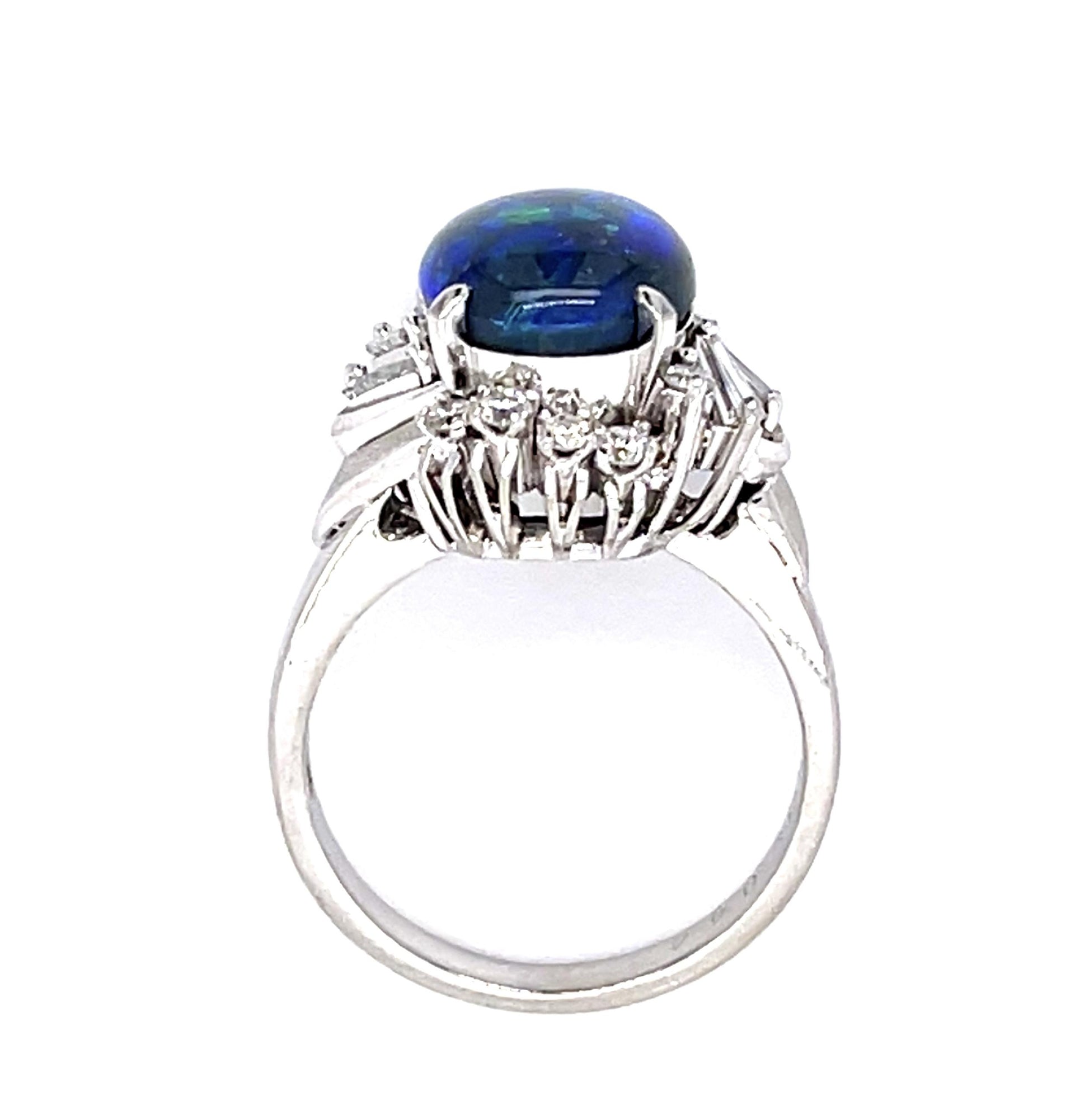 2.53ct Australian Black Opal .44ct Diamond PT Ring