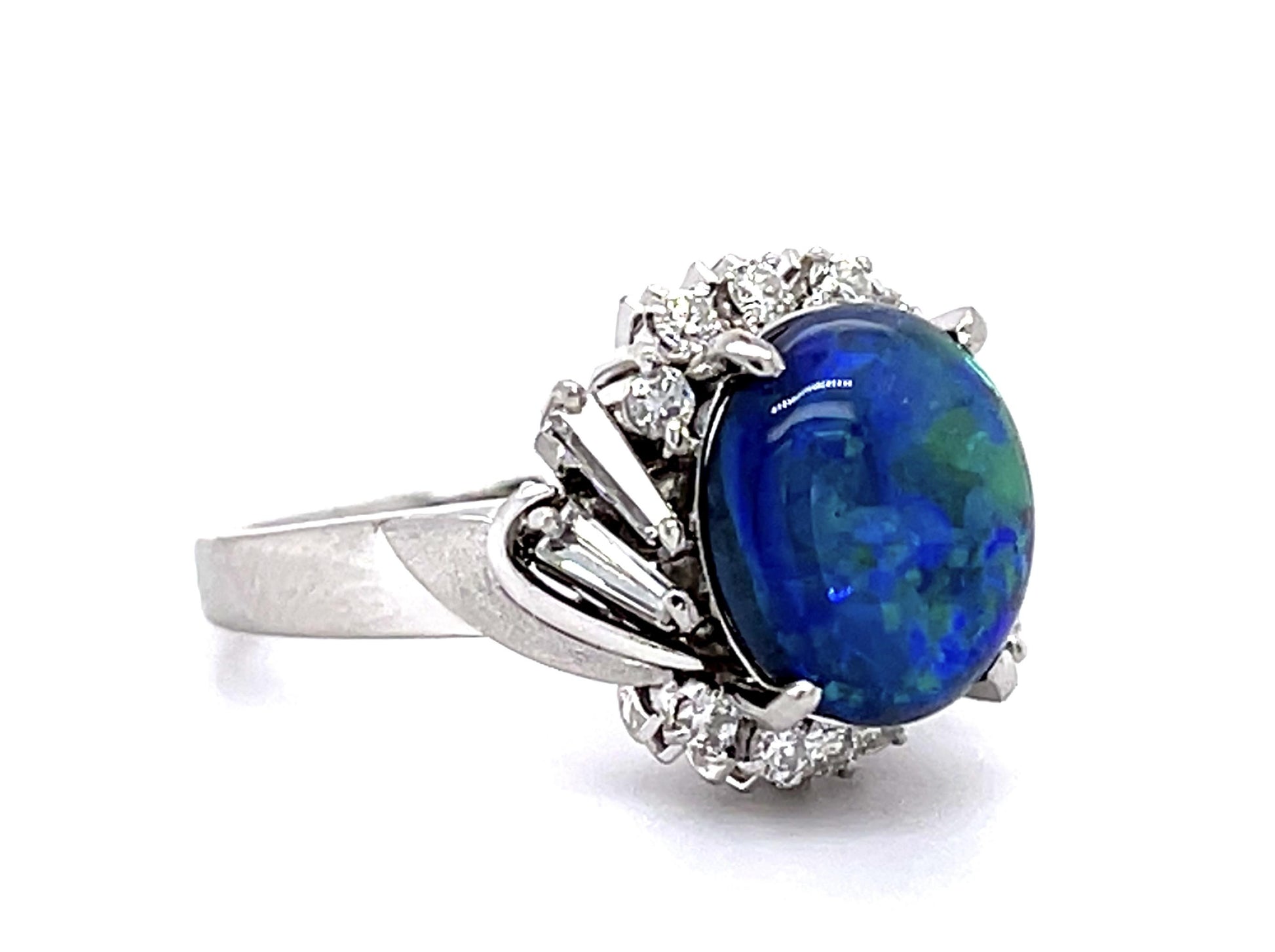 2.53ct Australian Black Opal .44ct Diamond PT Ring