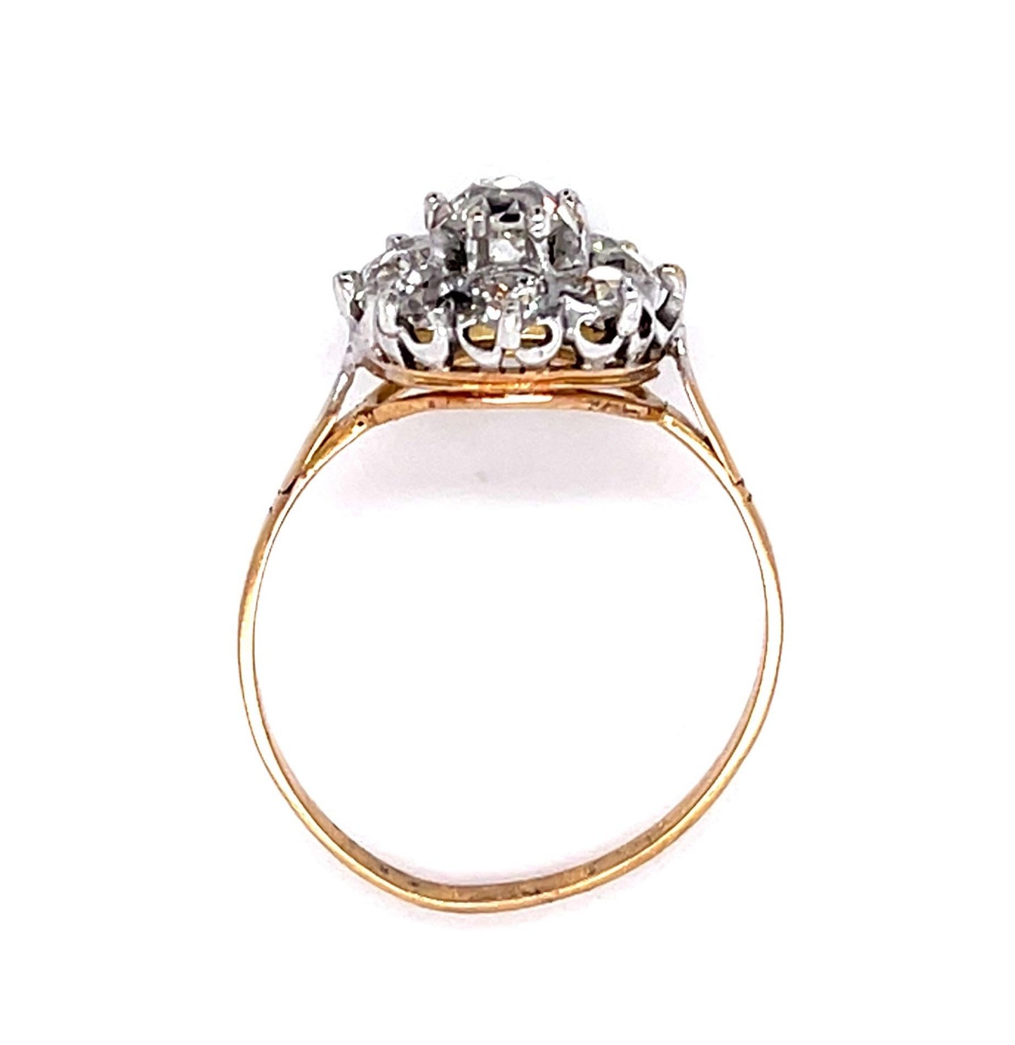 Victorian .45ct Center Diamond 18K 2 Tone Ring (Antique 1880s) 1.20ct SD