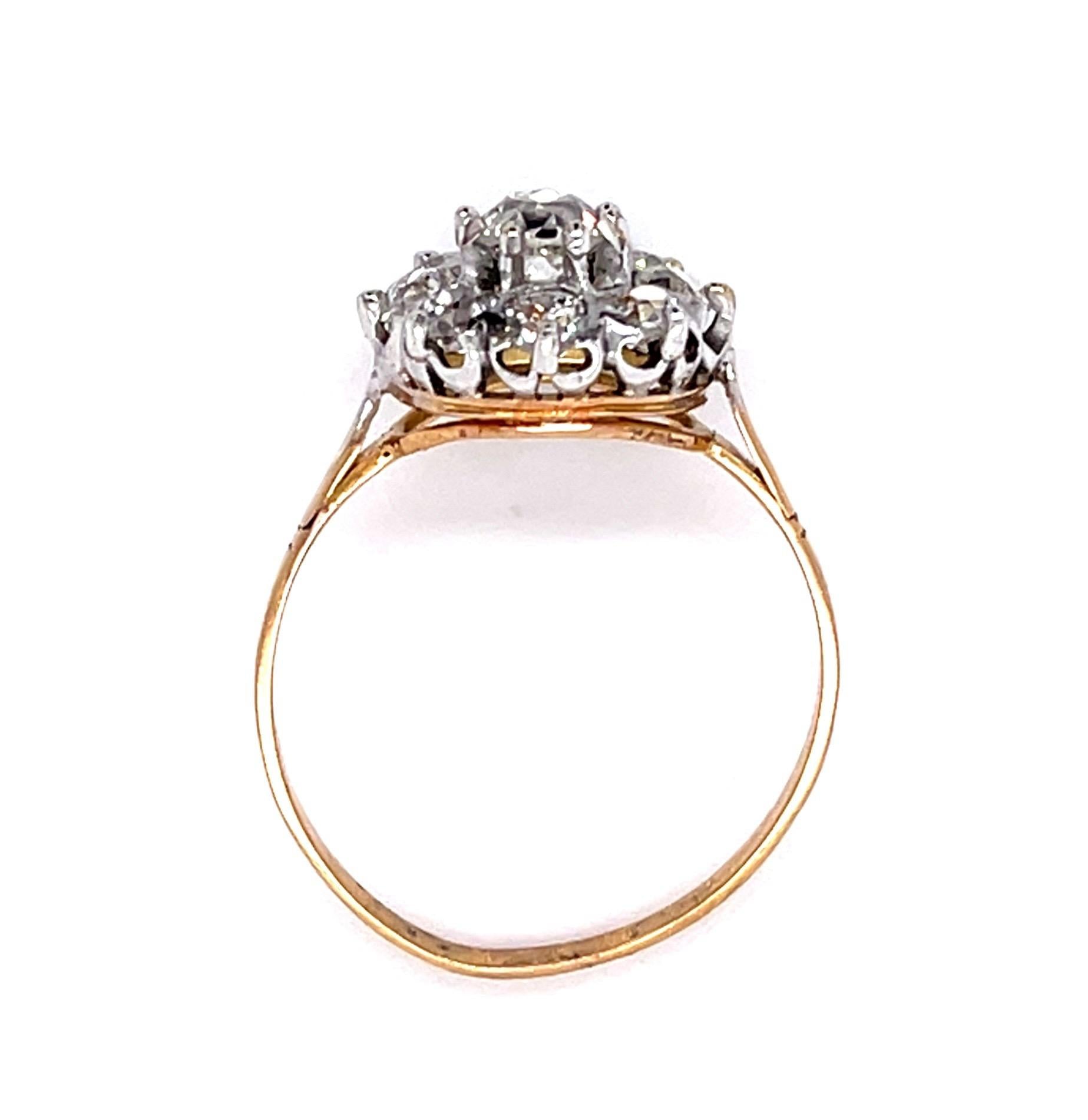 Victorian .45ct Center Diamond 18K 2 Tone Ring (Antique 1880s) 1.20ct SD