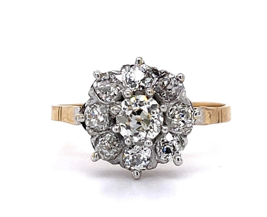 Victorian .45ct Center Diamond 18K 2 Tone Ring (Antique 1880s) 1.20ct SD