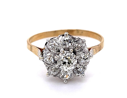 Victorian .45ct Center Diamond 18K 2 Tone Ring (Antique 1880s) 1.20ct SD