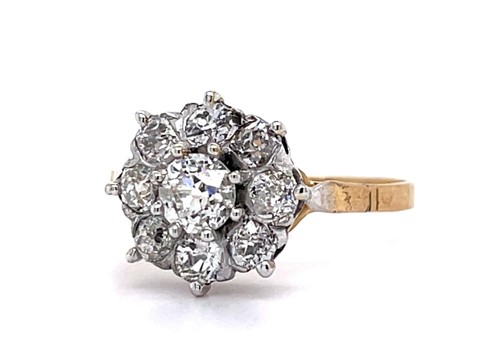 Victorian .45ct Center Diamond 18K 2 Tone Ring (Antique 1880s) 1.20ct SD