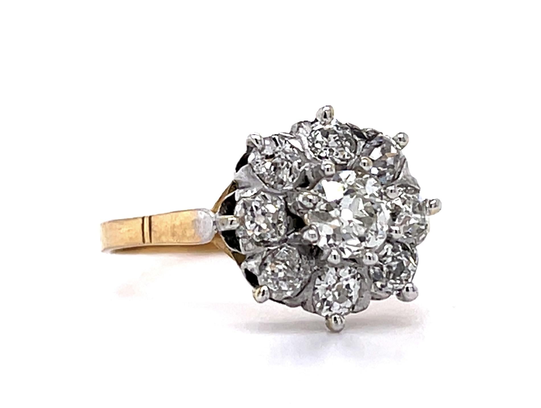Victorian .45ct Center Diamond 18K 2 Tone Ring (Antique 1880s) 1.20ct SD