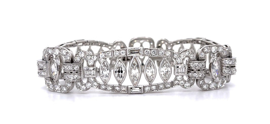 PT Diamond Art Deco Bracelet 52.3gr 17.50ct(dia) Circa 1930s Length 7.25