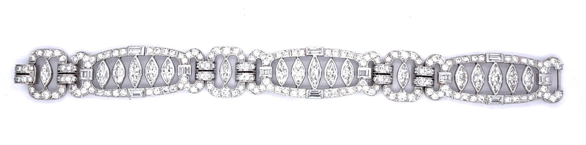 PT Diamond Art Deco Bracelet 52.3gr 17.50ct(dia) Circa 1930s Length 7.25