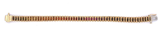 11.60ct Multicolor Sapphire 1.15ct Diamond 14KY Bracelet 30.92g 7" Signed RBGI