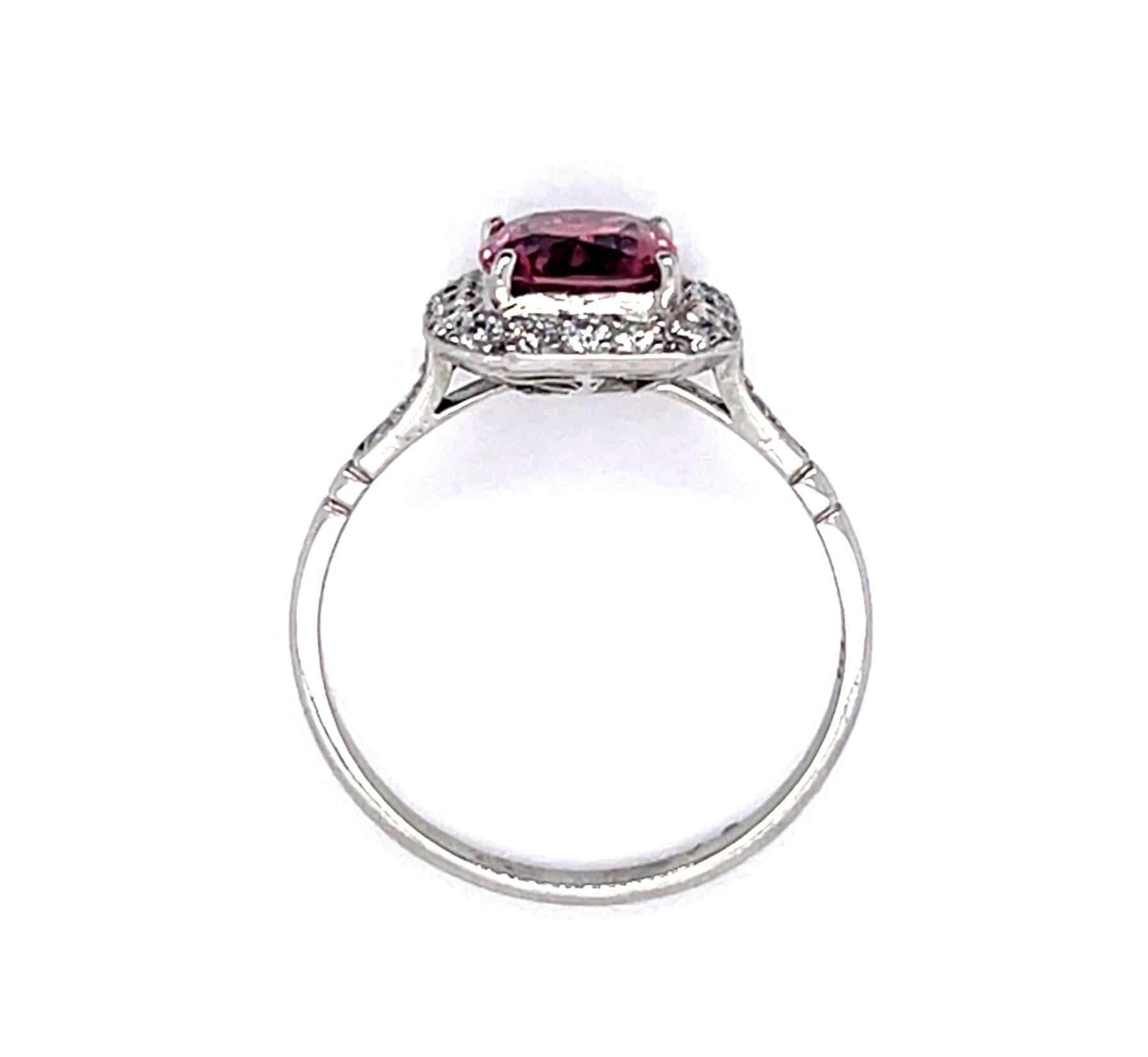PT Pink Tourmaline & Diamond Ring 3.4gr 0.88ct(tm) 0.66ct twt(dia) Size 7.50