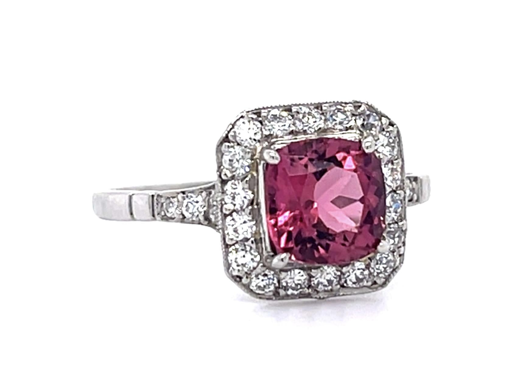 PT Pink Tourmaline & Diamond Ring 3.4gr 0.88ct(tm) 0.66ct twt(dia) Size 7.50