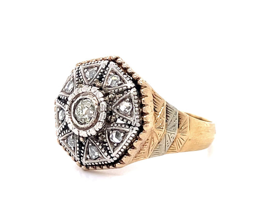Victorian 0.36ct Diamond Silver & 18K Ring (Antique 1890s)