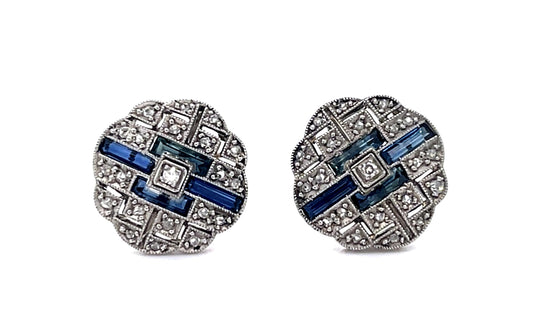 Art Deco .50ct Diamond PT 4.10gr Stud Earrings (Antique 1920s)