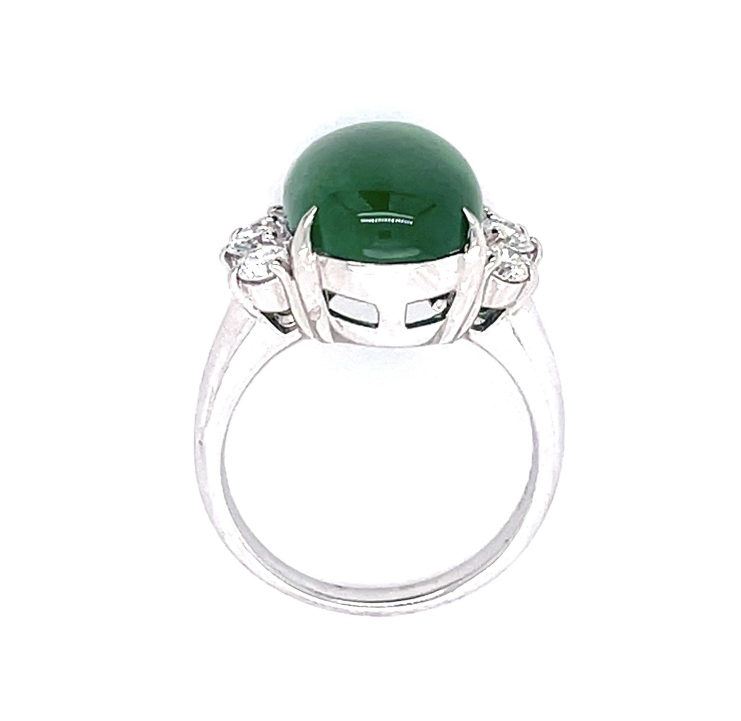 7.85ct Natural A Jade .52ct Diamond PT Ring (Vintage 1960s)