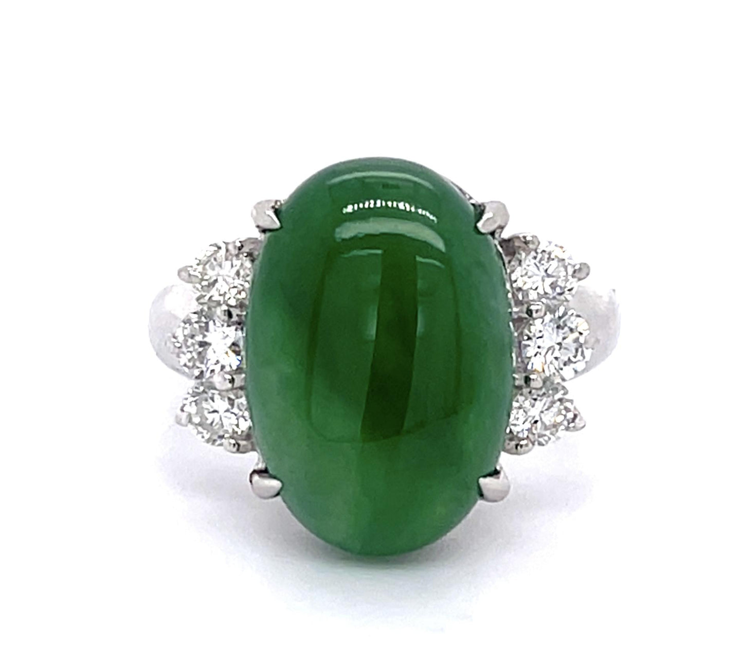 7.85ct Natural A Jade .52ct Diamond PT Ring (Vintage 1960s)
