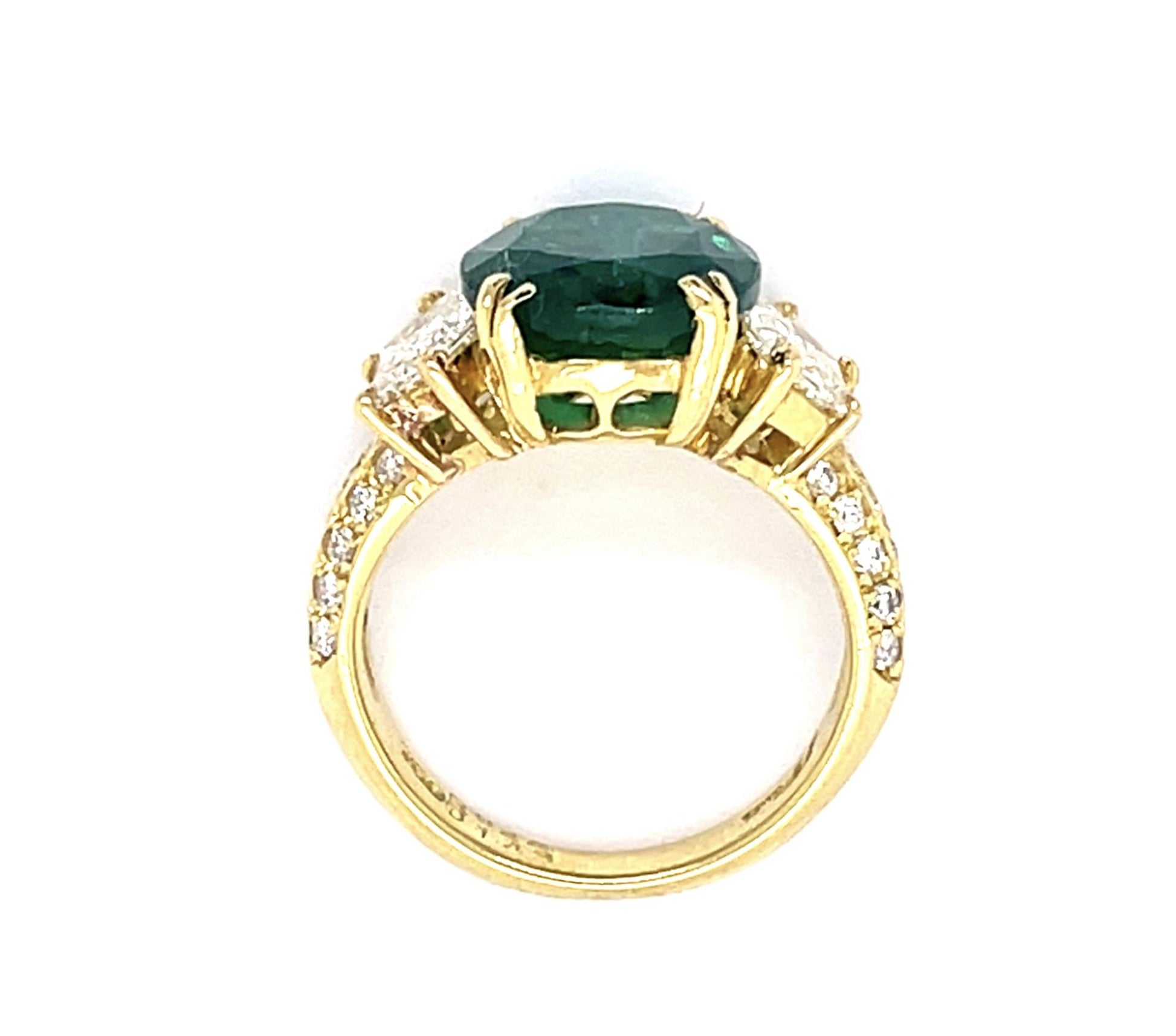 4.14ct Emerald .54ct & .57ct (Two Diamonds) .45ctw SD 18KY Ring