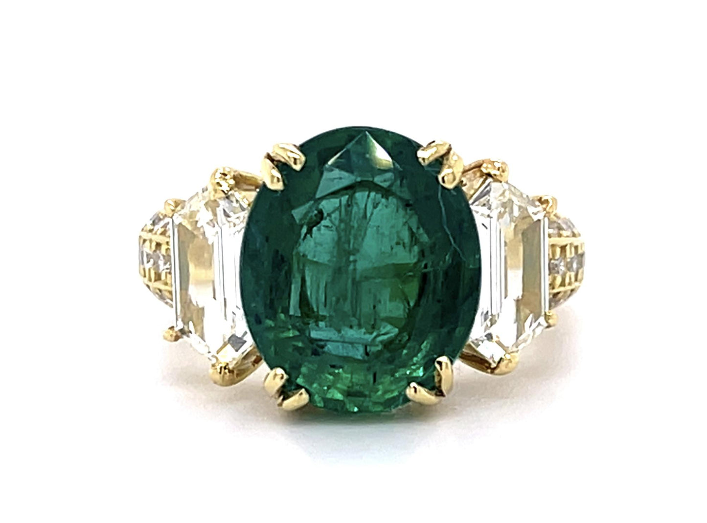 4.14ct Emerald .54ct & .57ct (Two Diamonds) .45ctw SD 18KY Ring