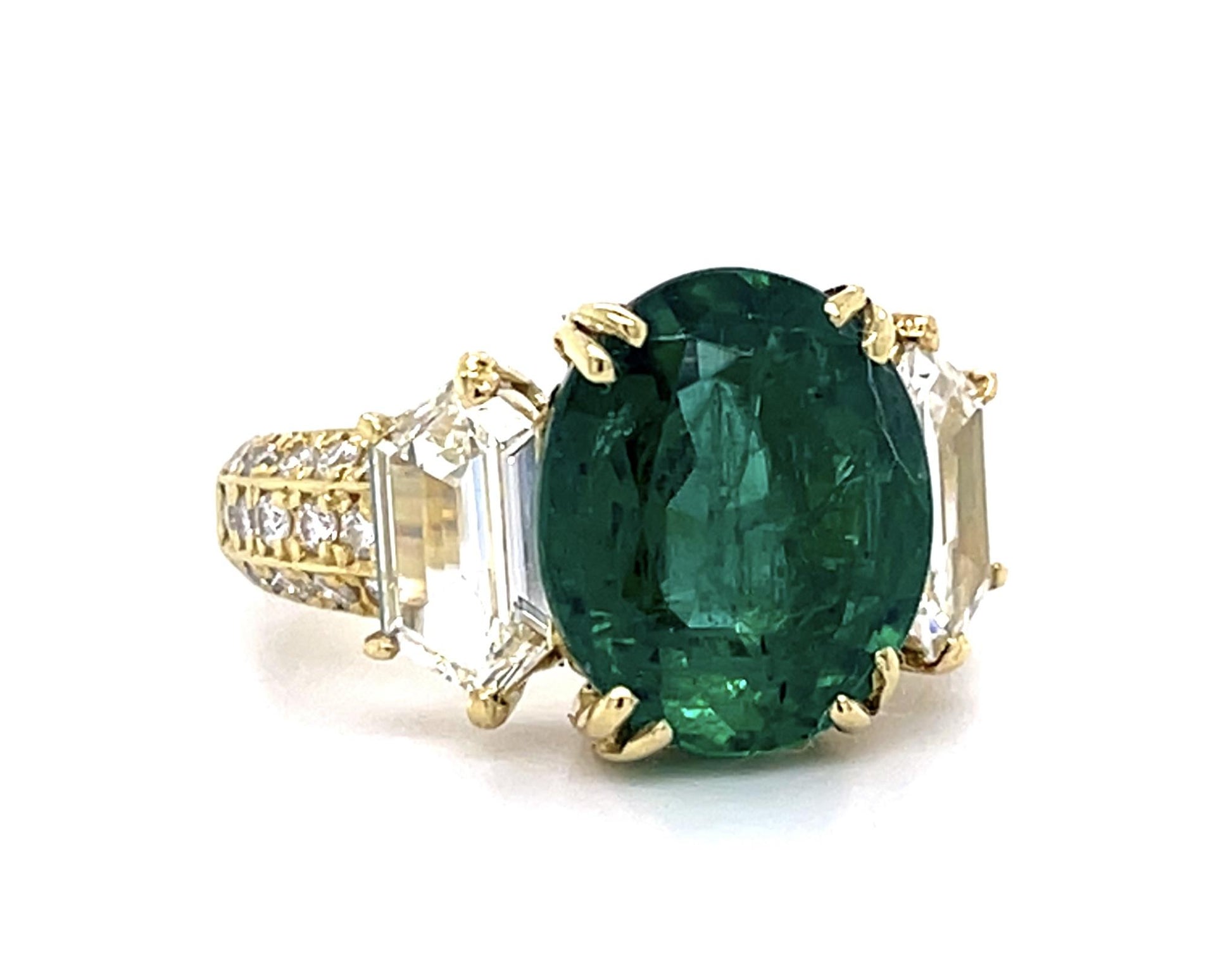 4.14ct Emerald .54ct & .57ct (Two Diamonds) .45ctw SD 18KY Ring