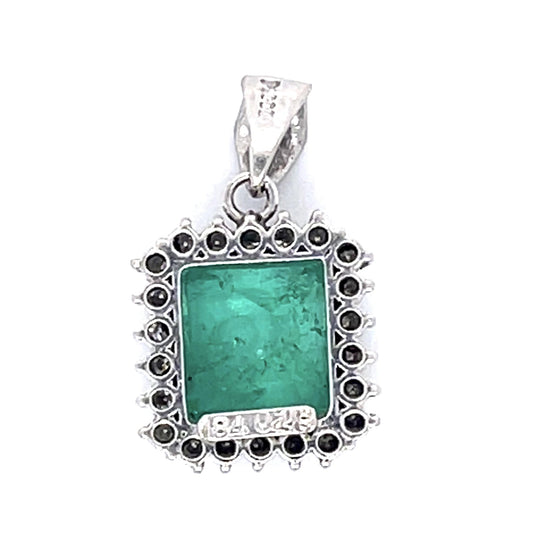1.84ct Colombian Emerald (No Cert) .28ct Diamond Platinum Pendant