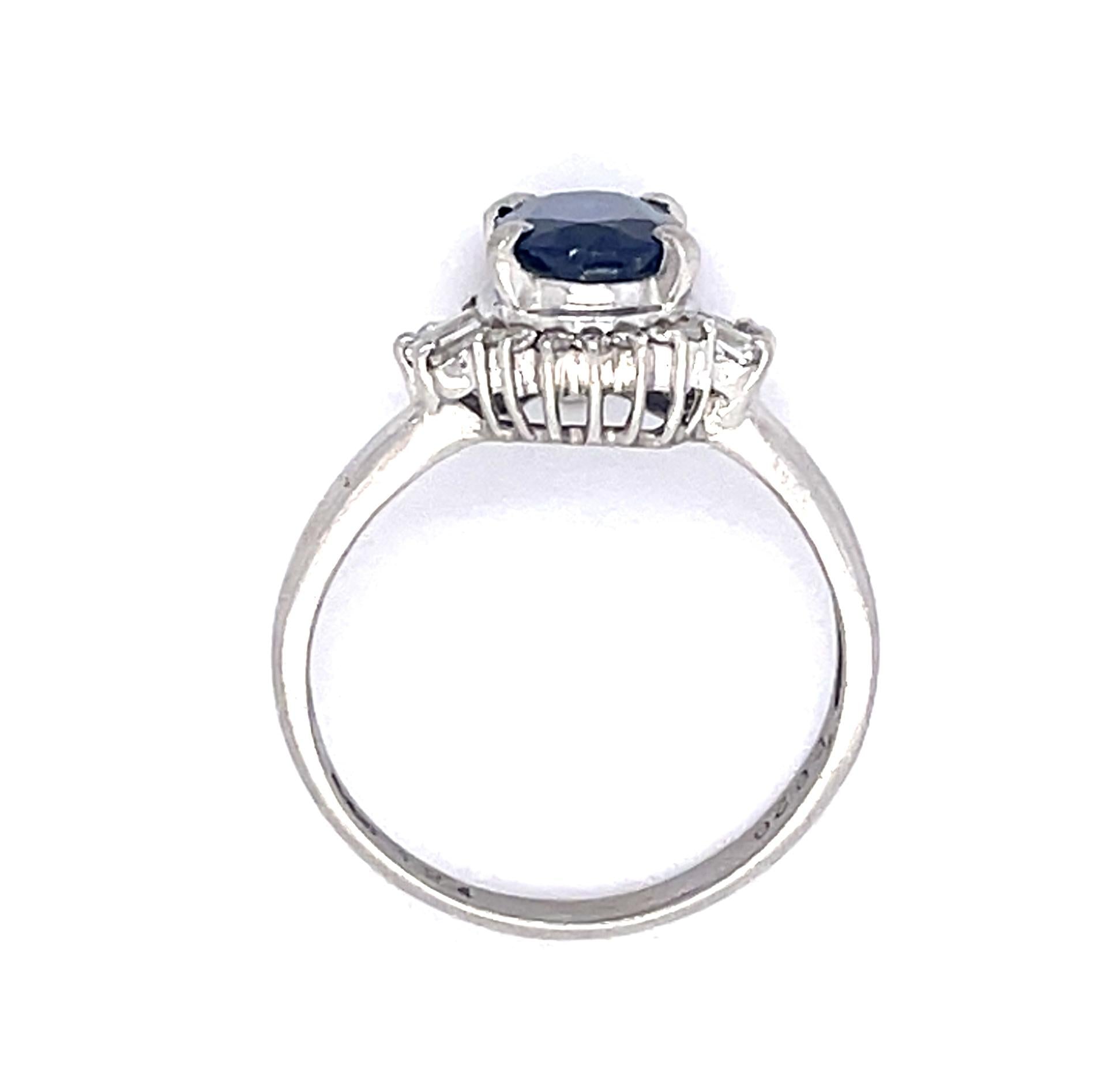 1.24ct No Heat Sapphire (No Cert) .20ct Diamond Platinum Ring 4.50g 6 Size